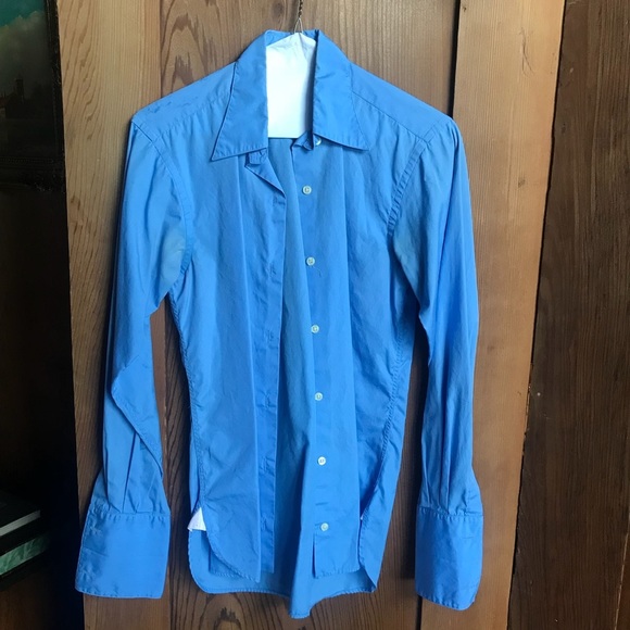 Thomas Pink Tops - Pink blue button-down blouse